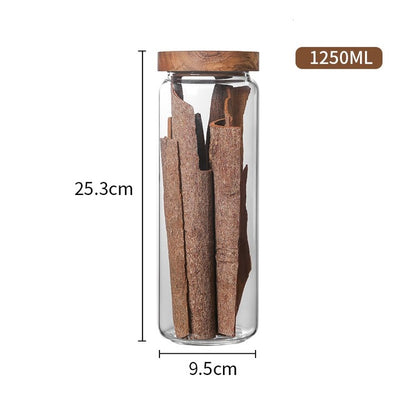 BETTER EARTH Bamboo Lid Glass Airtight Canister Storage Bottles