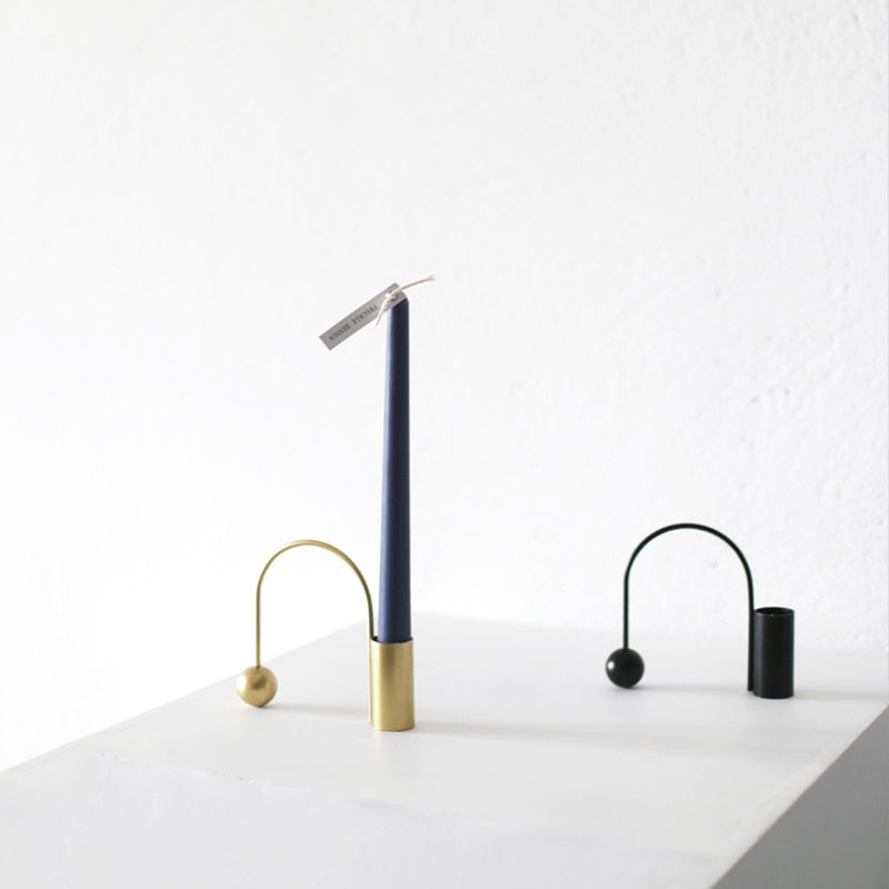 BETTER DECORS Nordic minimalist black and gold geometric candlestick
