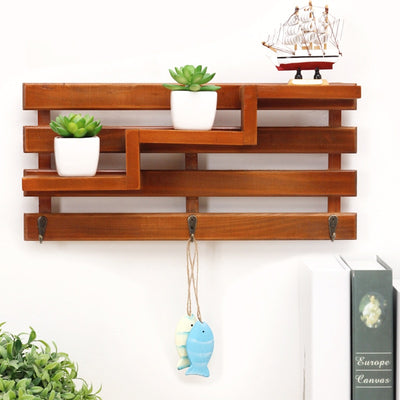 BETTER EARTH Creative Wooden Storage basket with Hooks
