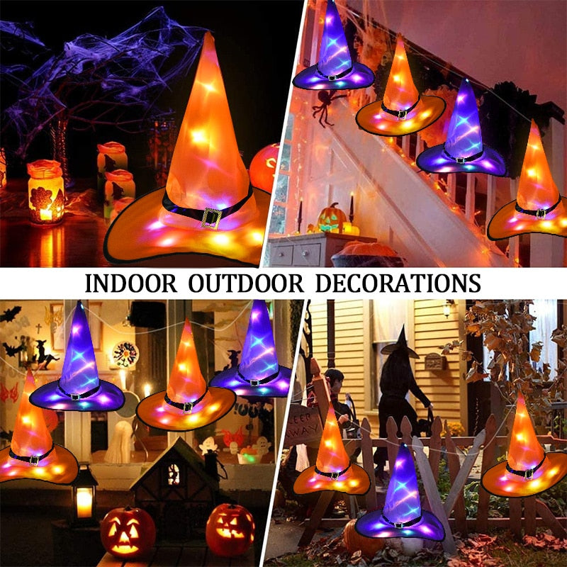 BETTER BOO Halloween Decoration LED Lights Witch Hats Halloween Outdoor Tree Hanging Ornament