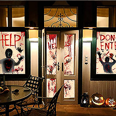 BETTER BOO Big Removable Happy Halloween Stickers  Blood Hands Decoration for Home Bathroom Toilet Windows Wall Horror