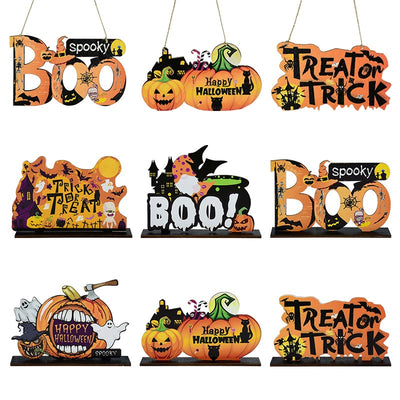 BETTER BOO Halloween Wooden Ornaments Door-Hanging Signs Pumpkin Ghost Trick or Treat Pendants
