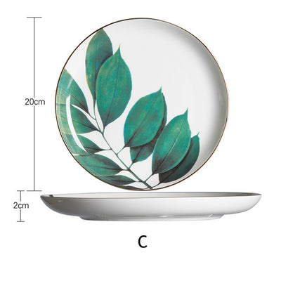 BETTER DECORS Green Leaf Design Dinnerware