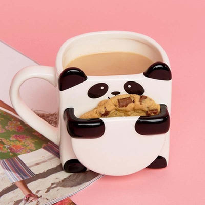 BETTER DECORS Cartoon Panda Coffee Mug with Biscuits Holder