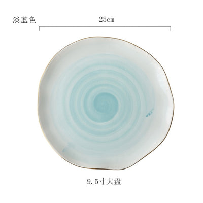 BETTER DECORS Pink And Blue Gold Ceramic Tableware Porcelain Plate
